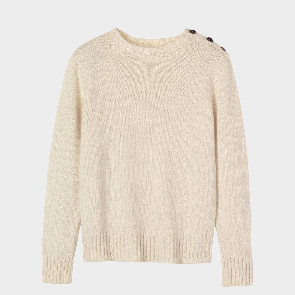 Toast UK NWT button shoulder pullover wool sweater vintage cream sz UK16